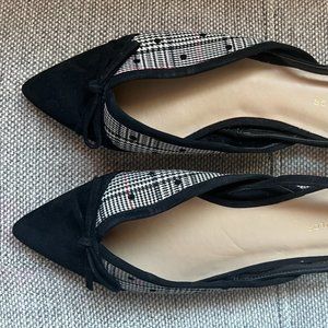 Black White Plaid Pointy Flats - Ann Taylor - Sz 6